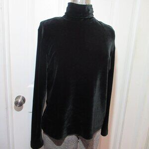 SnoSkins Velvet Turtleneck Black Long Sleeve Ski Top Whimsigoth Chic XL Slim Fit